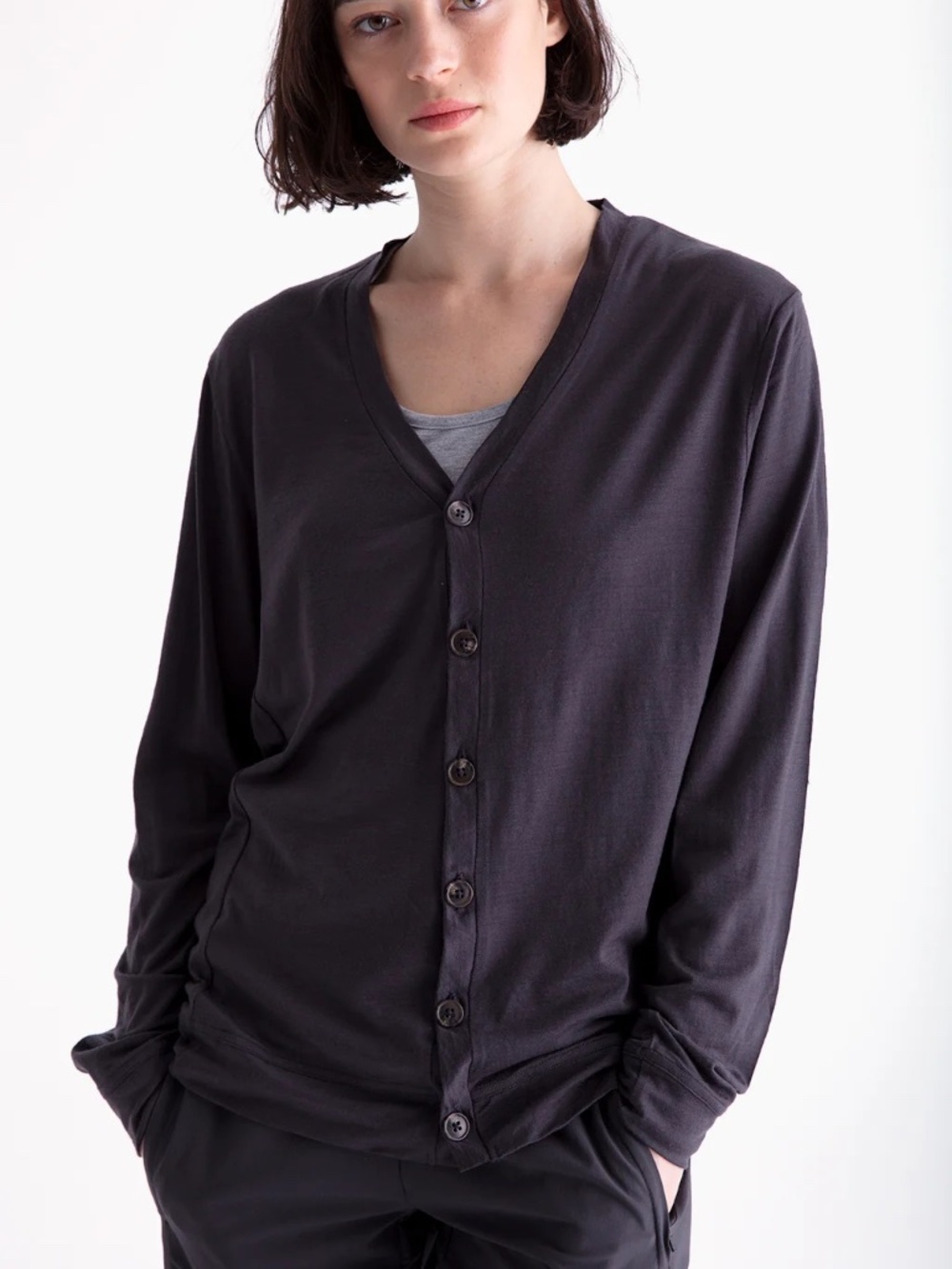 Paskho Monastic Merino Travel Cardigan Charcoal XL 100% Merino Wool